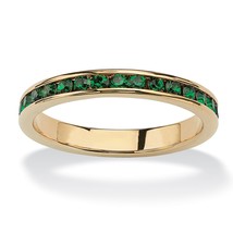 PalmBeach Jewelry Birthstone Gold-Plated Eternity Band-May-Emerald - £23.94 GBP