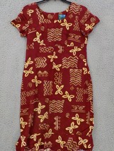 HAWAIIAN MOON WOMENS DRESS SZ L BURGUNDY SHADES HIEROGLYPHS BOTTOM FLOUN... - £15.72 GBP