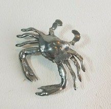 Crab Brooch Pin Salisbury Pewter Ocean Beach Animal Jewelry Signed Vintage - £18.92 GBP