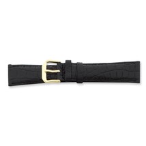 de Beer Black Crocodile Grain Leather Watch Band 18mm Gold Color - £21.83 GBP