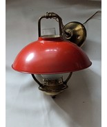 Vintage MCM Mid Century Orange Ceiling Light Kitchen Home Atomic Swag Globe - $118.78