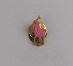 Vintage Pink Man Riding Horse Playing Polo Lapel Hat Pin - £7.30 GBP
