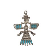 Vintage Turquoise Nightwing Talisman Native American Southwestern Pendant - $44.35