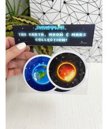 The Earth, Moon &amp; Mars Collection Vinyl Glossy Sticker Pack 3x3 Inches. - £7.14 GBP