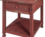 Country Cottage End Table, Rustic Red Antique Finish - $272.99