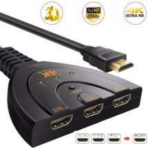 3 Port 4K HDMI 2.0 Cable Auto Splitter Switcher 3x1  - £14.05 GBP