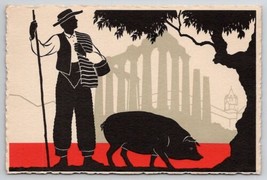 Portugal Silhuetas ALENTEJO Guardador de Gado Art Deco Silhouette Postcard N24 - $12.95