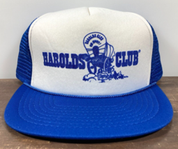 Vintage Harolds Club Casino Reno Nevada 80s Mesh Trucker Hat Foam Cap Blue NWOT - $14.84