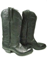 John Chisholm Drover Series Black Leather Cowboy Boots Mens Size US 8.5 D - £38.44 GBP