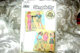 SIMPLICITY 8645 girl's 14 shirt, tank top, pull on pants, culottes  (sew... - $3.50
