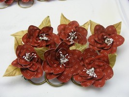 Vintage Handmade Napkin Rings Set of 6 Rust Brown w White Dot Beaded Pol... - $368.72 MXN