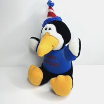 Dakin Happy Birthday Penguin Plush VTG 1987 Stuffed Animal Party Hat 80s 12&quot; - £10.10 GBP
