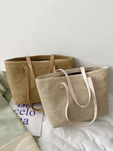 Solid Color Woven Tote Bag - $20.28