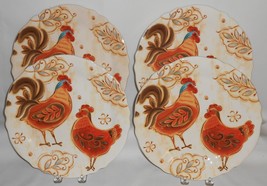 Set (4) Pier 1 GALLO PATTERN Rooster Motif DINNER PLATES - $1,858.14 MXN
