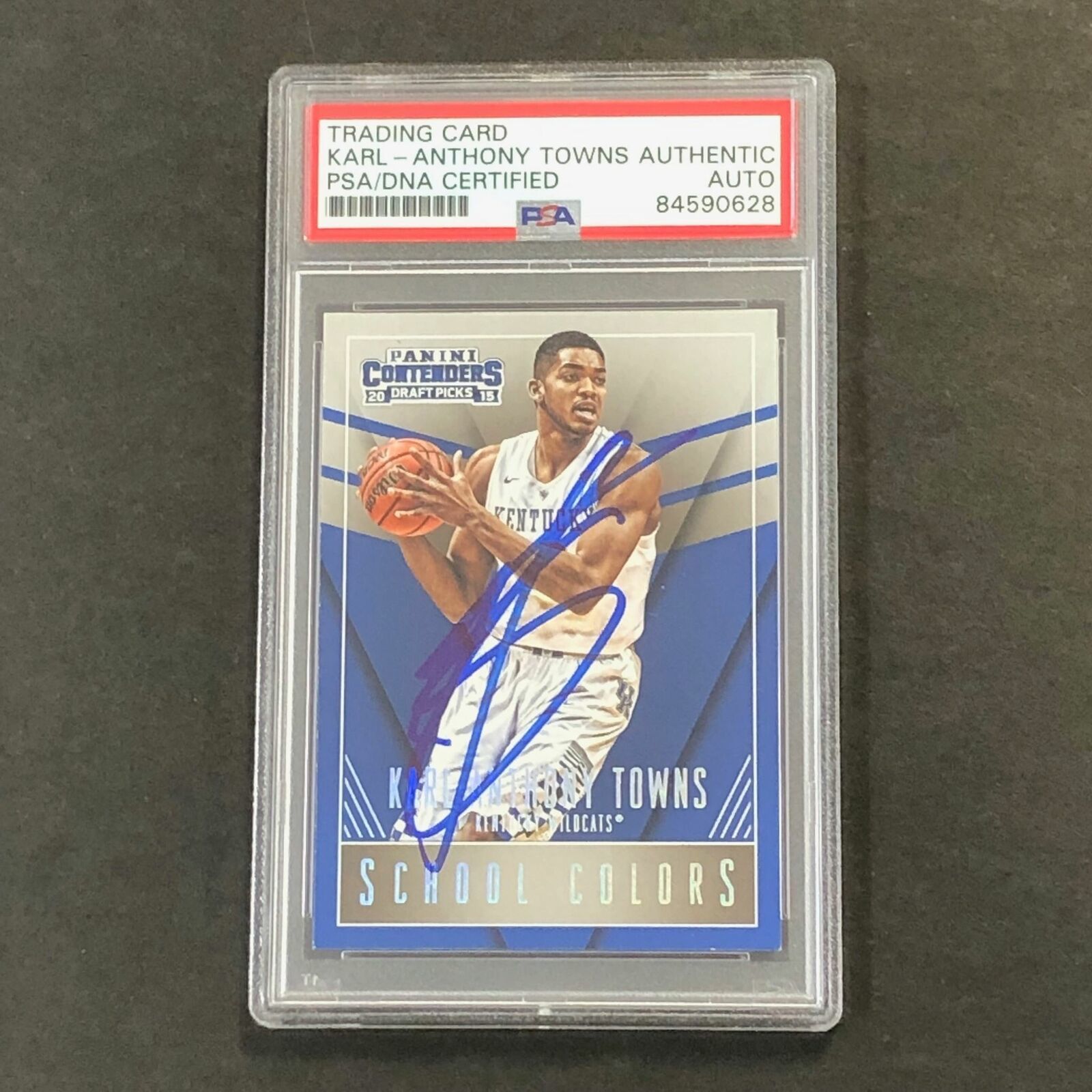 Primary image for 2015-16 Contenders Draft Pick #24 Karl-Anthony Towns Signed Card AUTO PSA Slabbe