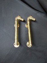 Vintage Pair of Solid Brass Stallion Horse Head Equestrian Door Handles Large - £67.46 GBP