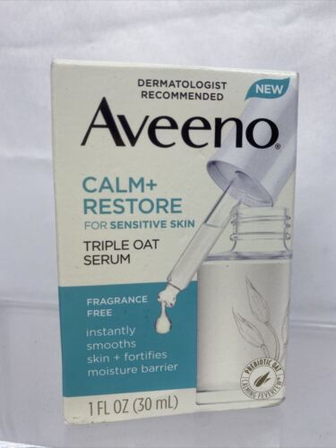 Aveeno Calm + Restore For Sensitive Face Triple Oat Serum ￼1oz Fragrance Free - £7.96 GBP