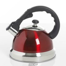 Mr.Coffee-2.2-Quart Whistling Red Stainless Steel Tea Kettle Maker - £25.04 GBP