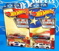 Hot Wheels Stars &amp; Stripes Series Lot of 4 &#39;71 Cuda Javelin &#39;68 Barracud... - $10.00