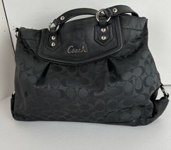 Pocketbook Coach Black Hobo Bag Canvas Leather Ashley Coll. Handheld  St... - $34.55