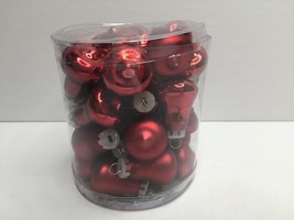 Holiday Time 32 Mini Shiny Bright Red Ball Christmas Tree Ornaments Bell Bulb - £11.05 GBP