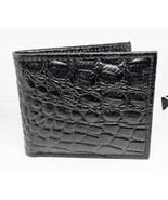 Kingstar Bi-Fold Black Croc Design Style Leather Wallet W/ ID Window - £9.93 GBP