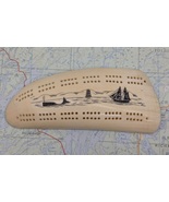 Vintage Scrimshaw "Faux" Whale Tooth Lee Whaling Scene Cribbage Board - $399.99