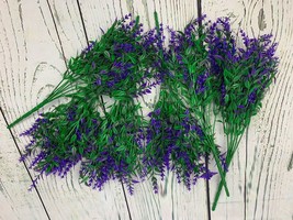 Artificial Lavender Flowers 6 Bundles Outdoor UV Resistant Fake Flowers Purple - £9.67 GBP