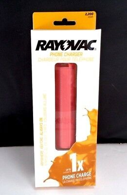Rayovac Emergency Rechargeable Portable 2200 mAh Phone Charger Pink Coral Nimh - $12.46