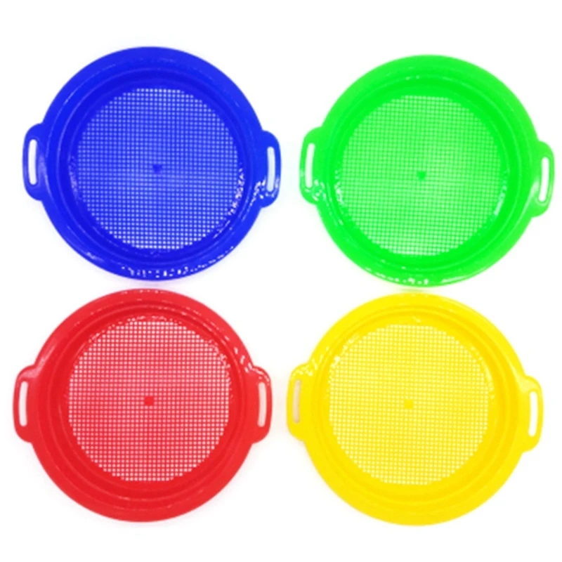4PCS Stop Sand Sifter Sieves Toy For Sand Beach 4 Pack Set Red Blue Yellow Green - £14.21 GBP