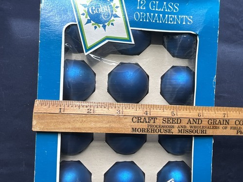 Vintage Box Of 12 Coby Glass Christmas Ornaments Blue IOB MCM Item image 10