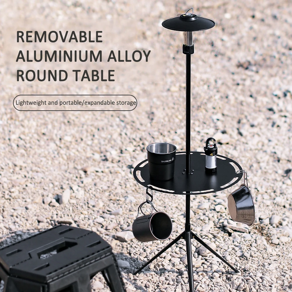 Portable Mini Round Camping Table Telescopic Tea Coffee Tripod Table with Light - £9.60 GBP+