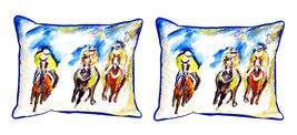 Pair of Betsy Drake Three Racing Small Pillows 11 Inch X 14 Inch - £55.40 GBP