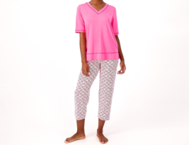 Stan Herman Silky Jersey Printed Pajama Set - Pinky, XL - £21.49 GBP
