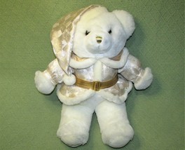 Dan Dee Snowflake Teddy Collectors Gold White 2002 Plush 19&quot; Boy Bear Santa Hat - £12.54 GBP