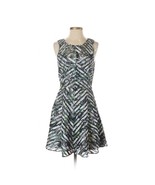 PARKER Women Green White Black Tropical Diagonal Print Sleeveless Dress ... - $67.22 CAD