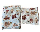 Nick And Nora Sock Monkey 100% Cotton Flat Sheet &amp; Pillow Case 68 x 90 F... - £17.60 GBP