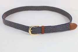 Deadstock Vintage 90s Streetwear Metal Leather Braided Stretch Belt Mens... - $557.78 MXN