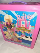 Vintage Mattel Barbie Pink Vinyl 1989  Fashion Trunk With 24 Hangers  - $24.75