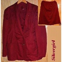 Sears Polyester Burgundy Red Ladies 2 piece Suit SZ-18 - €19,84 EUR