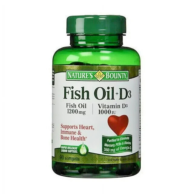 Primary image for Nature's Bounty Fish Oil 1200mg + Vitamin D3 1000 IU, 90 Softgels