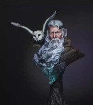 1/10 BUST Resin Model Kit Wise Elder Wizard Mage and Owl Fantasy Unpainted - £14.72 GBP