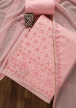 salwar suit salwar kameez Baby Pink Threadwork Georgett with dupatta unstiched - £90.05 GBP