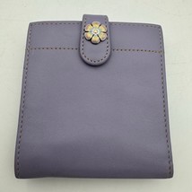 Brighton Lavender Leather Heart Wallet with Flower Charm Snap Closure - $29.99