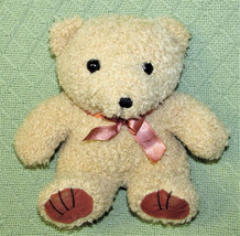 Fiesta Patrick Bear Plush 8&quot; Teddy Dawson Tc Stuffed Curly Tan Animal Brown Bow - £9.06 GBP