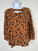 NWT Cato Womens Plus Size 18/20W (1X) Orange Keyhole Stretch Blouse Long Sleeve - $24.75