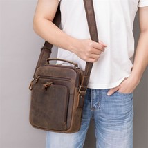 Vintage Men Messenger Bag Big Capacity Work School Leather Crossbody Bag Tote - £47.55 GBP+