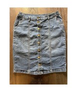 VTG Denim 2 Pocket Midi Skirt Full Button Closure - £15.77 GBP