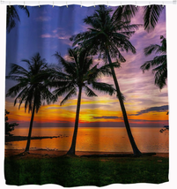 Goodbath Long Shower Curtain 78 Inch, Tropical Beach Palm Trees Waterproof Fabri - £23.43 GBP