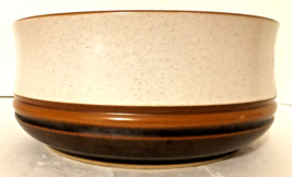 Denby Potters Wheel Serving Bowl 7.25&quot; Beige Rust Speckle Stoneware England MINT - $22.49